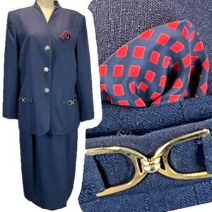 VINTAGE 80s‎ Le Suit 2 piece dress set pencil midi skirt blazer jacket office